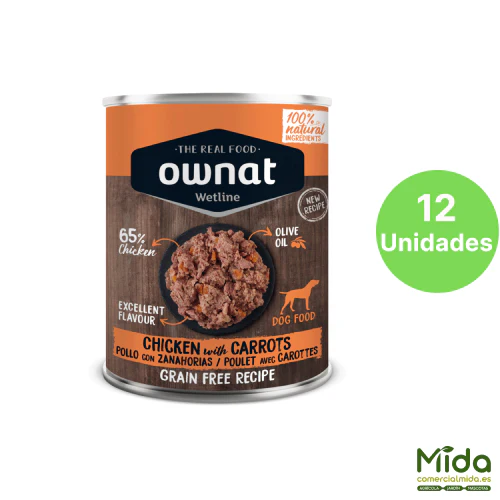 Alimento Húmedo OWNAT Wetline Chicken With Carrots para Perros en Lata - Image 2
