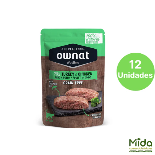Alimento Húmedo OWNAT Wetline Pouch Turkey & Chicken para Gatos - Image 2