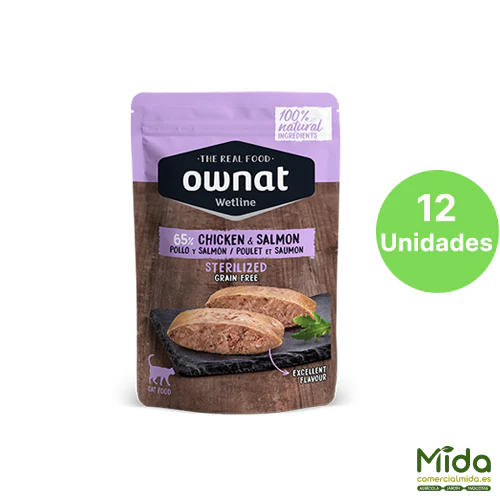 Alimento Húmedo OWNAT Wetline Pouch Sterilized Chicken & Salmon para Gatos - Image 2