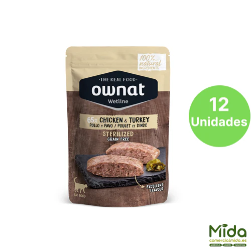 Alimento Húmedo OWNAT Wetline Pouch Sterilized Chicken & Turkey para Gatos - Image 2
