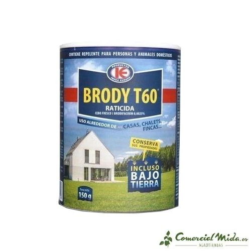 Cebo fresco BRODY T60 contra roedores de campo, ratones, y ratas (Brodifacoum)