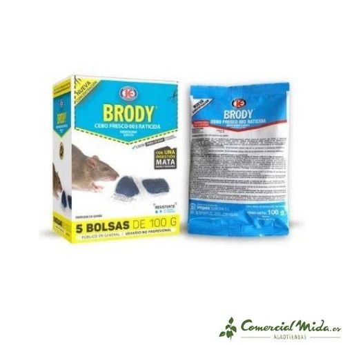Raticida BRODY CEBO FRESCO Bolsas 100 gr (Brodifacoum)