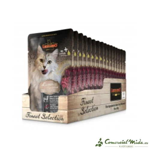 LEONARDO Menú de Cordero&Arándano Rojo Alimento Gatos Adultos Pack 16x85 gr