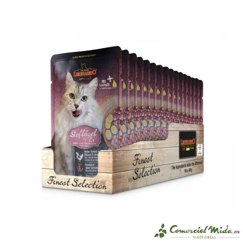 LEONARDO Menú de Pollo & Huevo Alimento para Gatos Adultos Pack 16x85 gr
