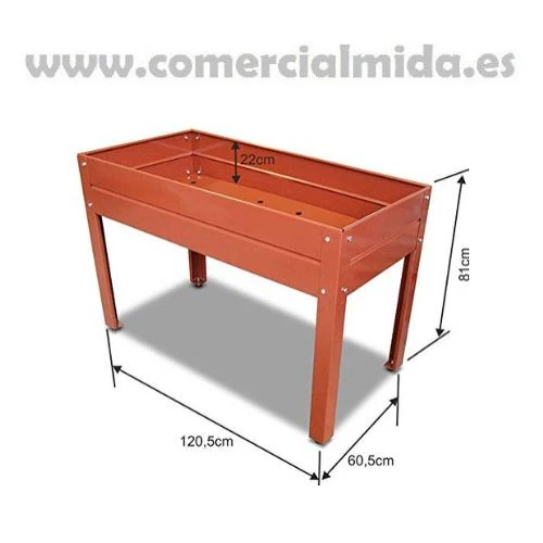 Mesa de Cultivo Marrón Lacado para Huerto Urbano