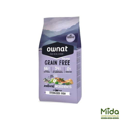 Pienso OWNAT Grain Free Prime Sterilized Fish para Gatos Esterilizados