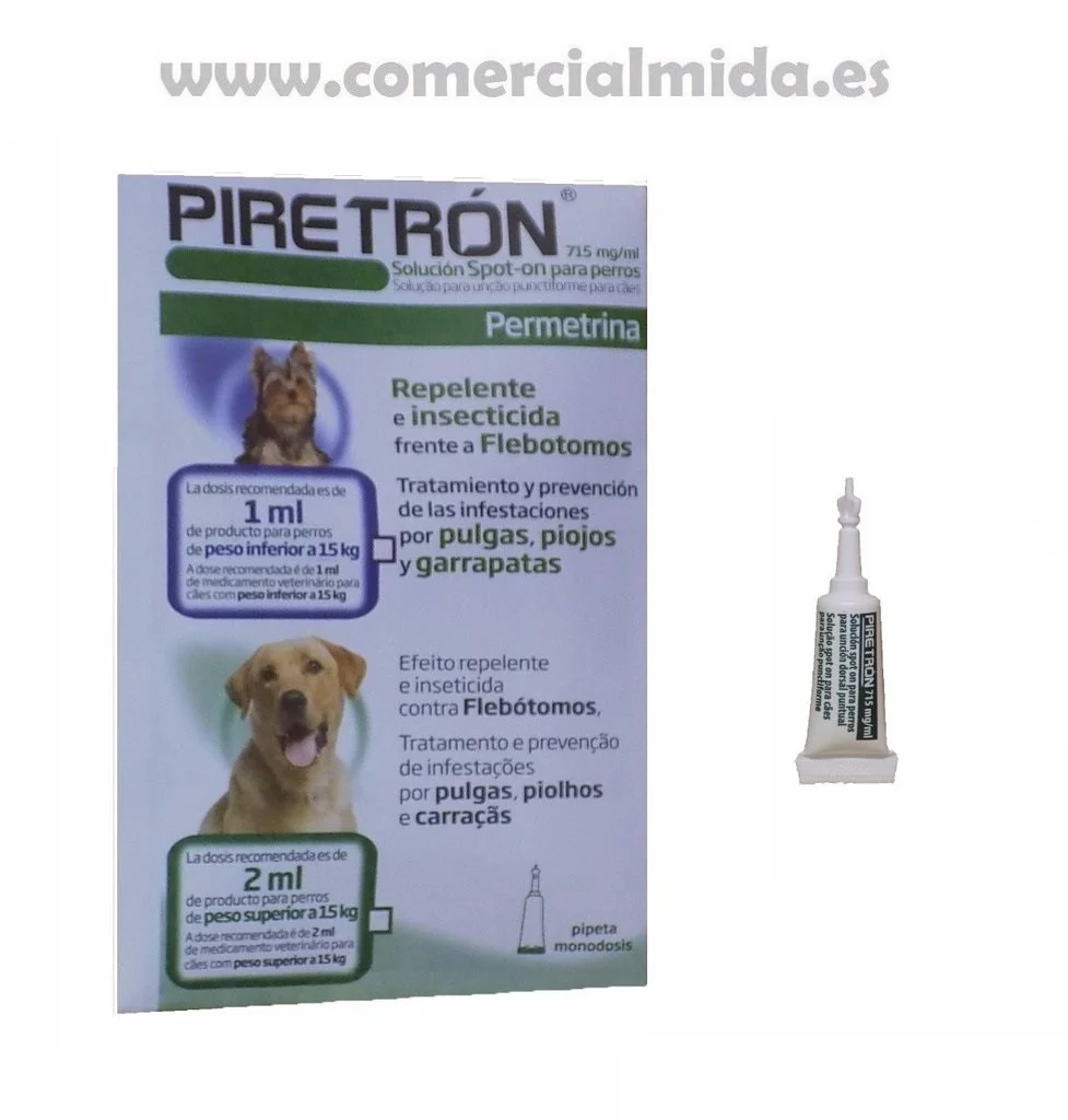 Pipetas PIRETRON para perros -15Kg anti pulgas, garrapatas y flebotomos - Image 3