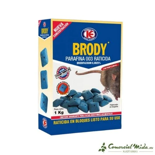 Raticida BRODY BLOQUES ÓVULOS 11/13 gr de PARAFINA para matar ratas y ratones (Brodifacoum) - Image 5