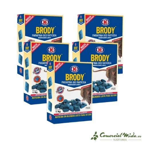 Raticida BRODY BLOQUES ÓVULOS 11/13 gr de PARAFINA para matar ratas y ratones (Brodifacoum) - Image 6