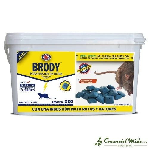 Raticida BRODY BLOQUES ÓVULOS 11/13 gr de PARAFINA para matar ratas y ratones (Brodifacoum) - Image 8