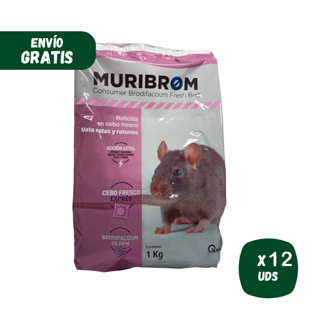 Raticida MURIBROM CEBO FRESCO EXPRÉS, mata ratas y ratones (Brodifacoum) - Image 2